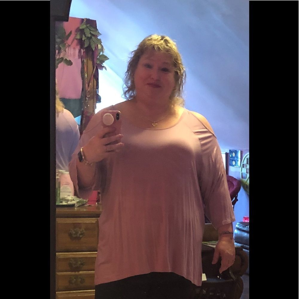 Allegrace pink top shark bites 3/4 sleeves 3X